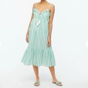 J. Crew Factory Mint Striped Midi Dress